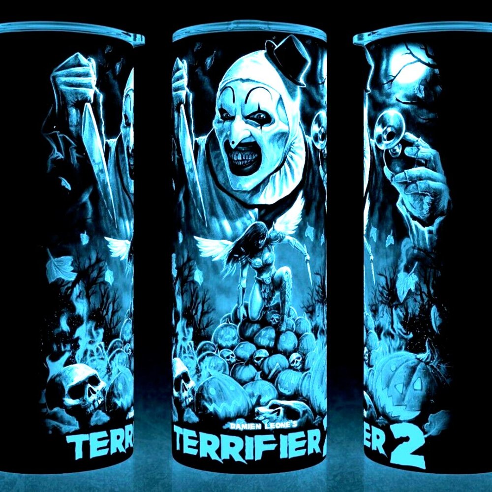 Glow in the Dark Art the Clown Terrifier  Horror Movie Cup Mug Tumbler 20oz